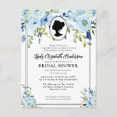  Blauwe Bloemen Regency Era Vrijgezellenfeest Briefkaart (Voorkant)