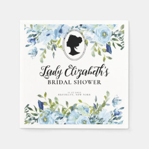 Blauwe Bloemen Regency Era Vrijgezellenfeest Servet