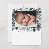 Blauwe Bloemen Religieuze Kruis Foto Bedankkaart (Achterkant)