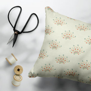 Blauwe bloemen, rode bloemen, patroon van bloemen accent kussen