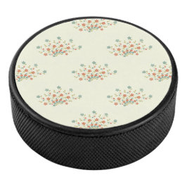 Blauwe bloemen, rode bloemen, patroon van bloemen hockey puck