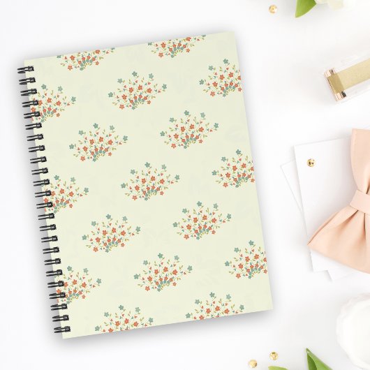 Blauwe bloemen, rode bloemen, patroon van bloemen planner