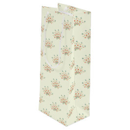 Blauwe bloemen, rode bloemen, patroon van bloemen wijn cadeautas