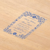 Blauwe Bloemen Romantische Huwelijksuitnodiging Acryl Uitnodigingen (Laagn)