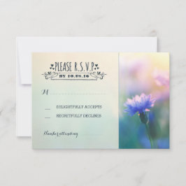 blauwe bloemen romantische trouwe bruiloft RSVP Kaartje