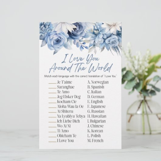 Blauwe Bloemen Rond de Wereld Vrijgezellenfeest Ga Briefpapier (Staand voorkant)