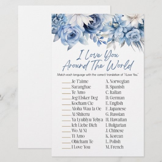 Blauwe Bloemen Rond de Wereld Vrijgezellenfeest Ga Briefpapier (Voorkant / Achterkant)