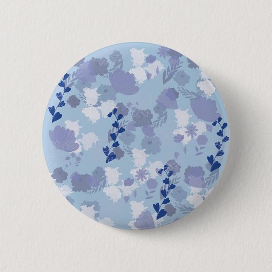 Blauwe Bloemen Ronde Button 5,7 Cm (Voorkant)