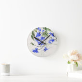 Blauwe bloemen ronde klok (Huis)