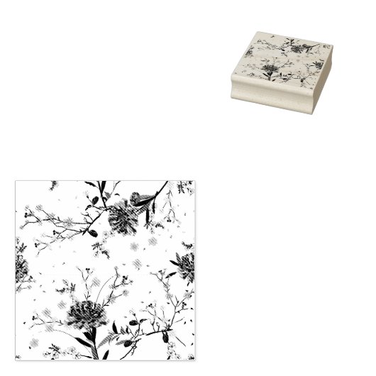 Blauwe bloemen rubberstempel (Gestempeld)