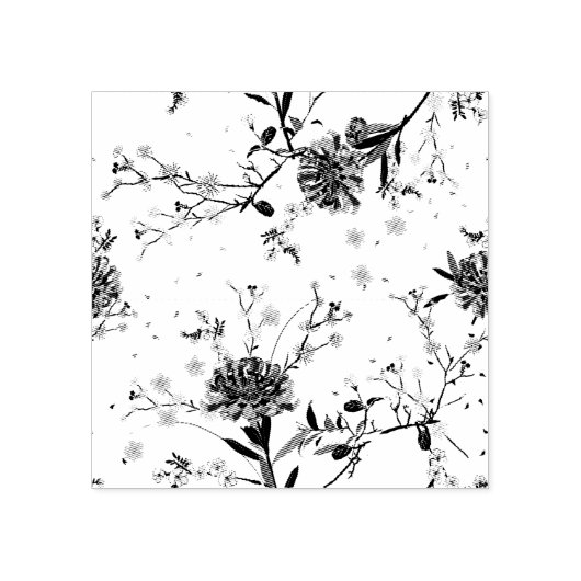 Blauwe bloemen rubberstempel (Afrduk)