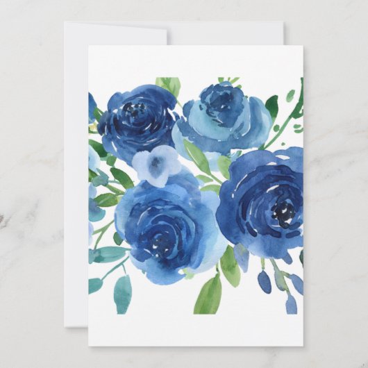 Blauwe Bloemen Rustieke Bruids Douche Uitnodiginge Kaart (Achterkant)