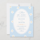 Blauwe bloemen save the date (Voorkant)