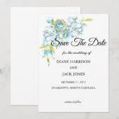 Blauwe Bloemen Save The Date Trouw Kaart (Voorkant / Achterkant)