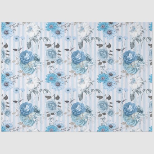 Blauwe Bloemen Serie Design 9 Tissuepapier (Voorkant)