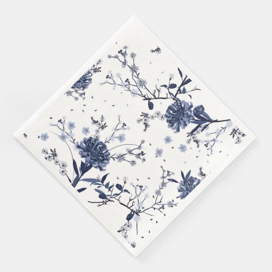 Blauwe bloemen servet (Hoek)