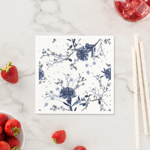 Blauwe bloemen servet