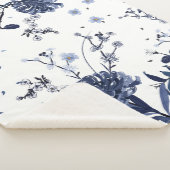 Blauwe bloemen sherpa deken (3/4)