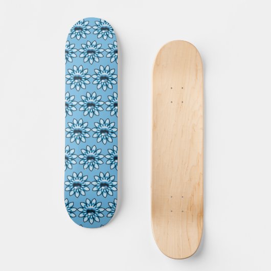 Blauwe bloemen skateboard (Voorkant)