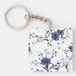 Blauwe bloemen sleutelhanger