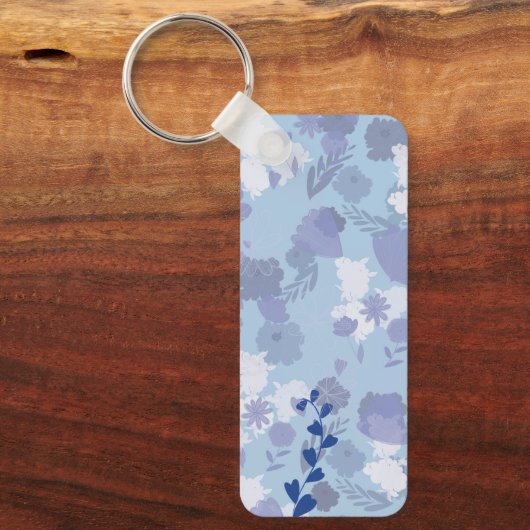 Blauwe bloemen sleutelhanger (Voorkant)