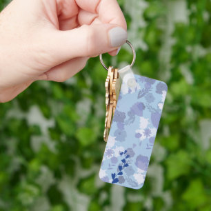 Blauwe bloemen sleutelhanger
