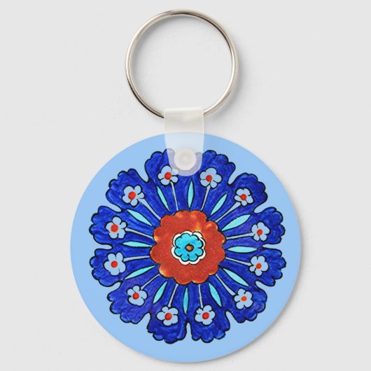 Blauwe bloemen sleutelhanger (Voorkant)
