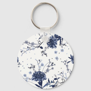 Blauwe bloemen sleutelhanger