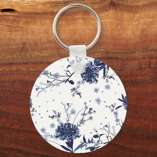 Blauwe bloemen sleutelhanger (Voorkant)