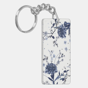 Blauwe bloemen sleutelhanger