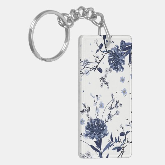 Blauwe bloemen sleutelhanger (Voorkant Links)