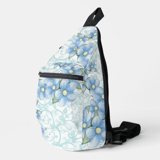 Blauwe Bloemen Sling Bag (Rechterhoek)