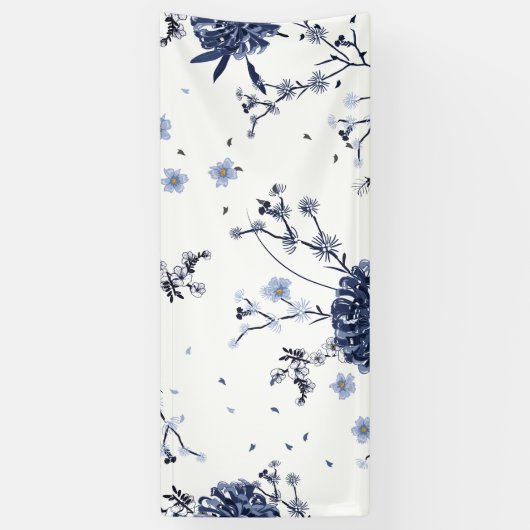 Blauwe bloemen spandoek (Verticaal)