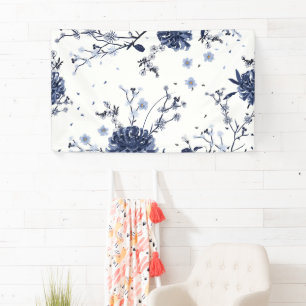 Blauwe bloemen spandoek