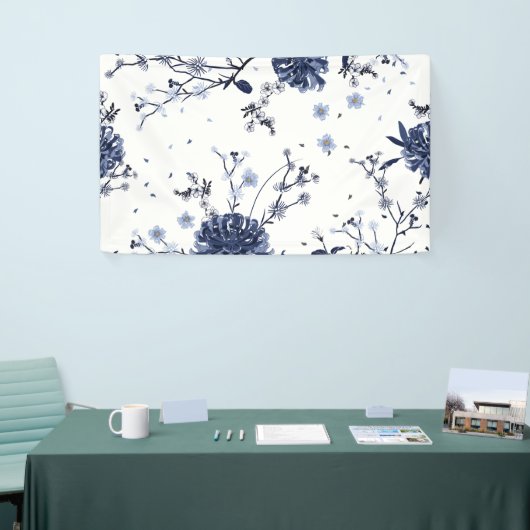 Blauwe bloemen spandoek (Beurs)