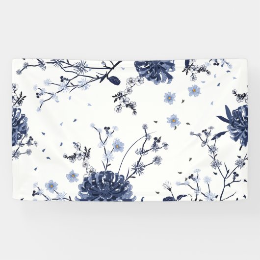 Blauwe bloemen spandoek (Horizontaal)