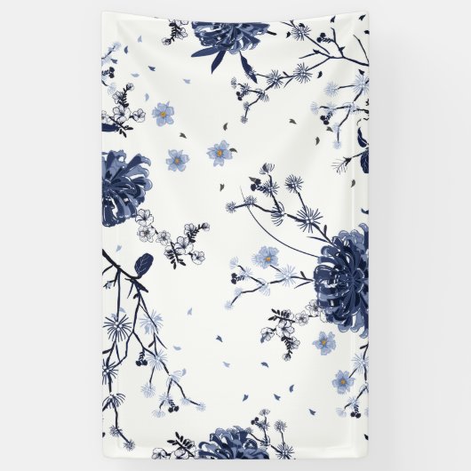 Blauwe bloemen spandoek (Verticaal)