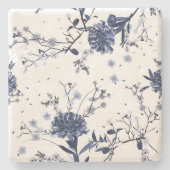 Blauwe bloemen stenen onderzetter (Voorkant)