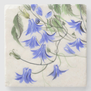Blauwe bloemen stenen onderzetter