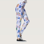 Blauwe Bloemen Stijl Bloemen Art Leggings (Rechts)