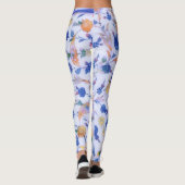 Blauwe Bloemen Stijl Bloemen Art Leggings (Achterkant)