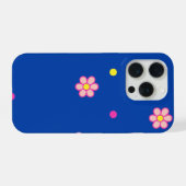 blauwe bloemen stippen iPhone hoesje (Achterkant horizontaal)