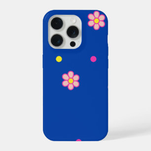 blauwe bloemen stippen iPhone 15 pro case