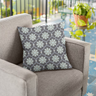 Blauwe Bloemen/Strepen Decorative Worp Kussen