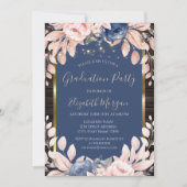 Blauwe bloemen, String lampjes, hout Kaart (Voorkant)