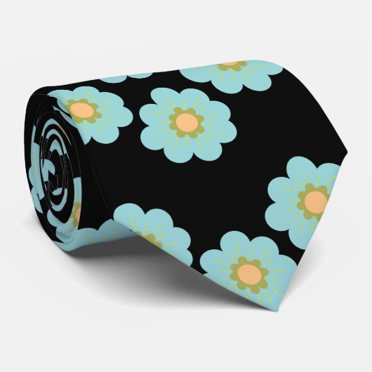 Blauwe bloemen stropdas (Opgerold)