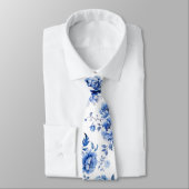 Blauwe bloemen stropdas (Gebonden)