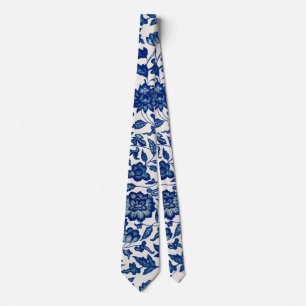 Blauwe bloemen stropdas