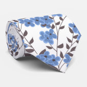 Blauwe bloemen stropdas (Opgerold)