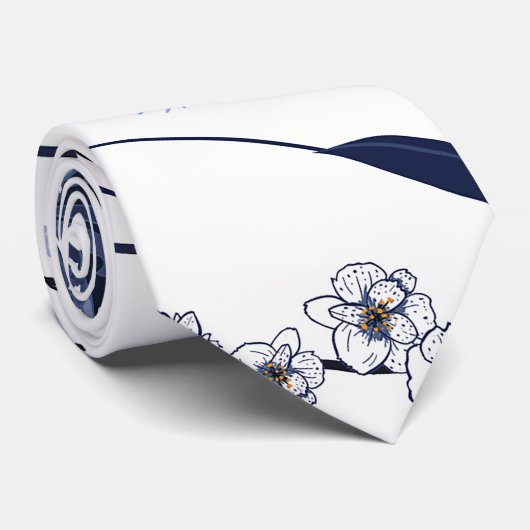 Blauwe bloemen stropdas (Opgerold)